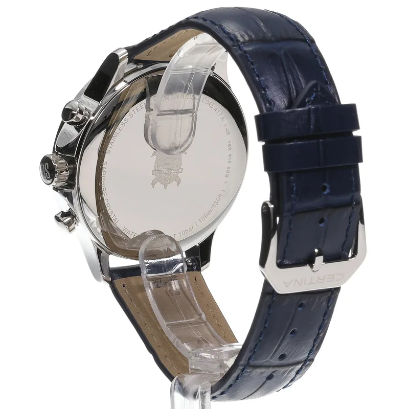 C045.417.16.041.00 שעון סרטינה חדש לברים ברצועת עור כחולה | דגם כרונגרף | מנגנון שווצרי כולל 5 שנים אחריות יבואן רשמי | Certina DS-8 Chrono C0454171604100 Blue Dial 41mm