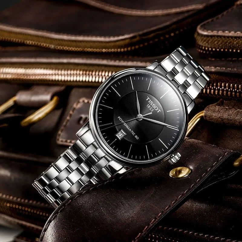 T122.407.11.051.00 שעון אוטומטי 80 שעות לגברים של טיסו | דגם חדש קלאסי אלגנטי בלוח שחור עם תאריכון | TISSOT Carson Premium 40MM Black Dial Men';s Watch T1224071105100