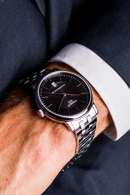 T122.407.11.051.00 שעון אוטומטי 80 שעות לגברים של טיסו | דגם חדש קלאסי אלגנטי בלוח שחור עם תאריכון | TISSOT Carson Premium 40MM Black Dial Men';s Watch T1224071105100