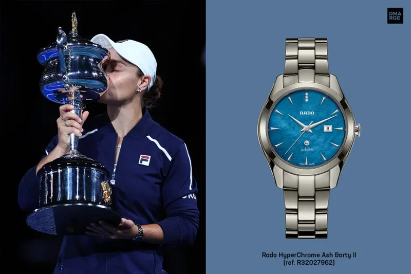 R-60273096 | R32027962 שעון יוקרתי ומיוחד של ראדו לאישה | דגם קרמיקה פלאזמה מסדרת הייפרכרום בלוח כחול פנינה משובץ מהדורה מוגבלת 996 יחי בעולם 5 שנים אחריות יבואן רשמי Ash Barty II Limited Edition