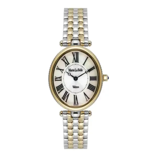 MLB.615.311 שעון יד לאישה של מרי לה בל | דגם משולב זהב בלוח רומי | זכטכית ספיר עם מנגנון שווצרי | שעון אופנה יוקרתי | Marie La Belle Watch combines fashion, luxury, and modern MLB.615.311