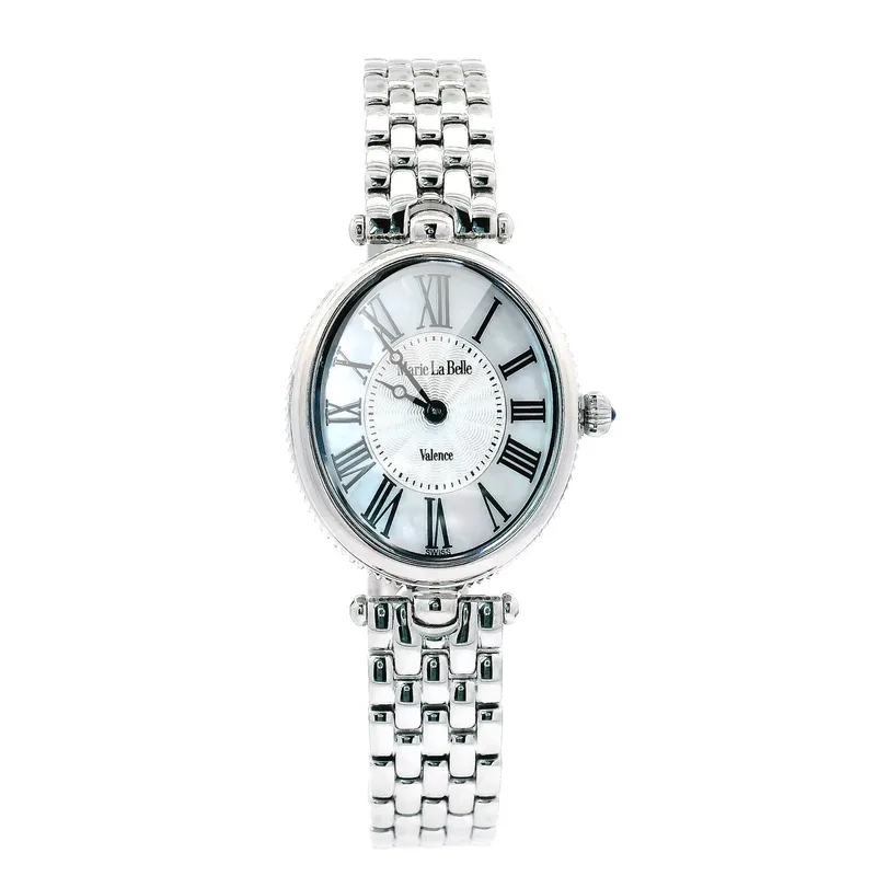 MLB.615.111 שעון כסוף אובלי של מרי לה בל לאישה | דגם אלגנטי קלאסי בלוח רומי | |Marie La Belle Watch for women featuring Swiss movement and luxury MLB.615.111