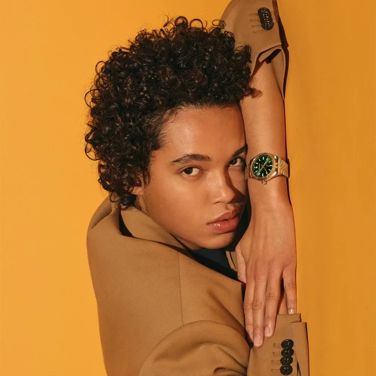 G171003 שעון גאנט יבואן רשמי לאישה | דגם אופנתי מיוחד בלוח ירוק ברצועת ג';ובלי משולבת זהב | לוח זרחני עם שנתיים אחריות | Gant Sussex Mid Wristwatch G171003