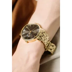 G105010 שעון גאנט יבואן רשמי | דגם לגברים בזהב לוח שחור עם תאריכון | שעון יוקרתי אלגנטי כולל שנתיים אחריות | Gant Park Hill Grey/Yellow gold tone steel G105010