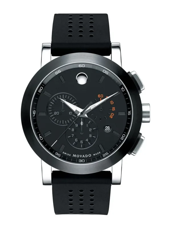 0606545 שעון יד ספורטיבי אלגנטי של מובאדו שווייץ | דגם ברצועת ספורט כרונוגרף כולל שנתיים אחריות יבואן רשמי | Movado Museum Sport Chronograph Swiss Made Quartz 0606545 Men';s Watch