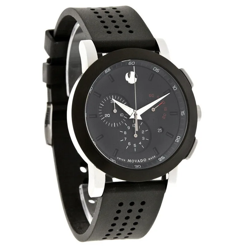 0606545 שעון יד ספורטיבי אלגנטי של מובאדו שווייץ | דגם ברצועת ספורט כרונוגרף כולל שנתיים אחריות יבואן רשמי | Movado Museum Sport Chronograph Swiss Made Quartz 0606545 Men';s Watch