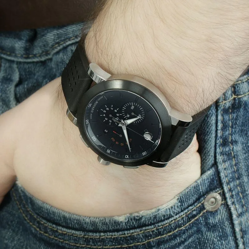 0606545 שעון יד ספורטיבי אלגנטי של מובאדו שווייץ | דגם ברצועת ספורט כרונוגרף כולל שנתיים אחריות יבואן רשמי | Movado Museum Sport Chronograph Swiss Made Quartz 0606545 Men';s Watch