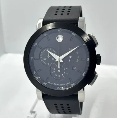 0606545 שעון יד ספורטיבי אלגנטי של מובאדו שווייץ | דגם ברצועת ספורט כרונוגרף כולל שנתיים אחריות יבואן רשמי | Movado Museum Sport Chronograph Swiss Made Quartz 0606545 Men';s Watch