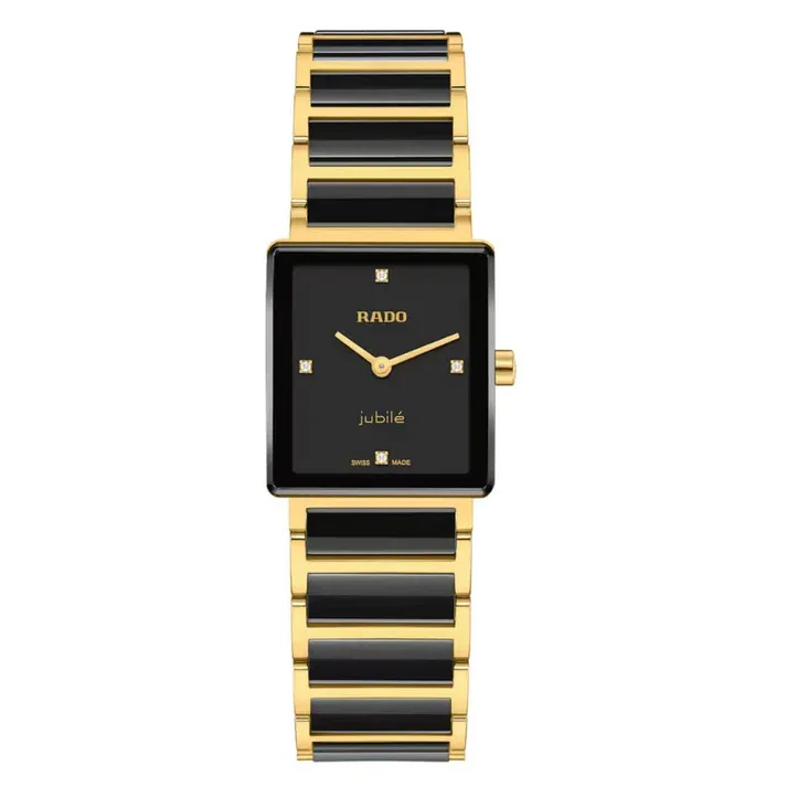 R-62523070 | R20252702 שעון ראדו יבואן רשמי לנשים | דגם חדש 2026 ברצועת קרמיקה משולבת זהב | למשובץ 4 יהלומים | 5 שנות אחריות | RADO Integral Quartz Women 23 mm R20252702