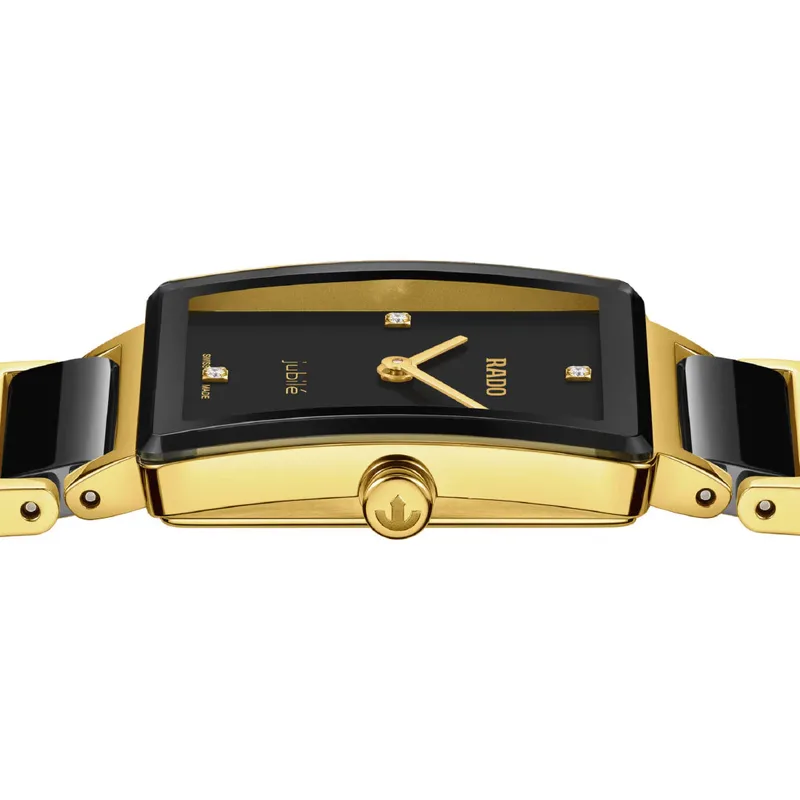 R-62523070 | R20252702 שעון ראדו יבואן רשמי לנשים | דגם חדש 2026 ברצועת קרמיקה משולבת זהב | למשובץ 4 יהלומים | 5 שנות אחריות | RADO Integral Quartz Women 23 mm R20252702