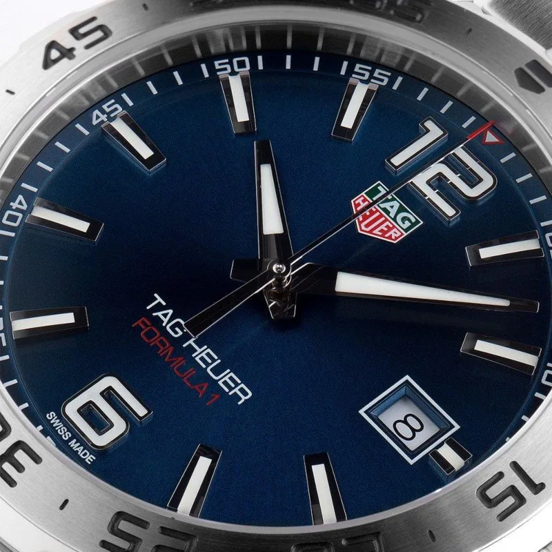 WAZ1118.BA0875 שעון טאג הויאר יד 2 לגברים מסדרת פורמולה 1 | לוח כחול זרחני מהמם | שעון שמור מאד כולל קופסא ומדריכים | עם אחריות | 200 מטר | Tag Heuer Formula 1 - Quartz, 41 mm, Steel WAZ1118.BA0875