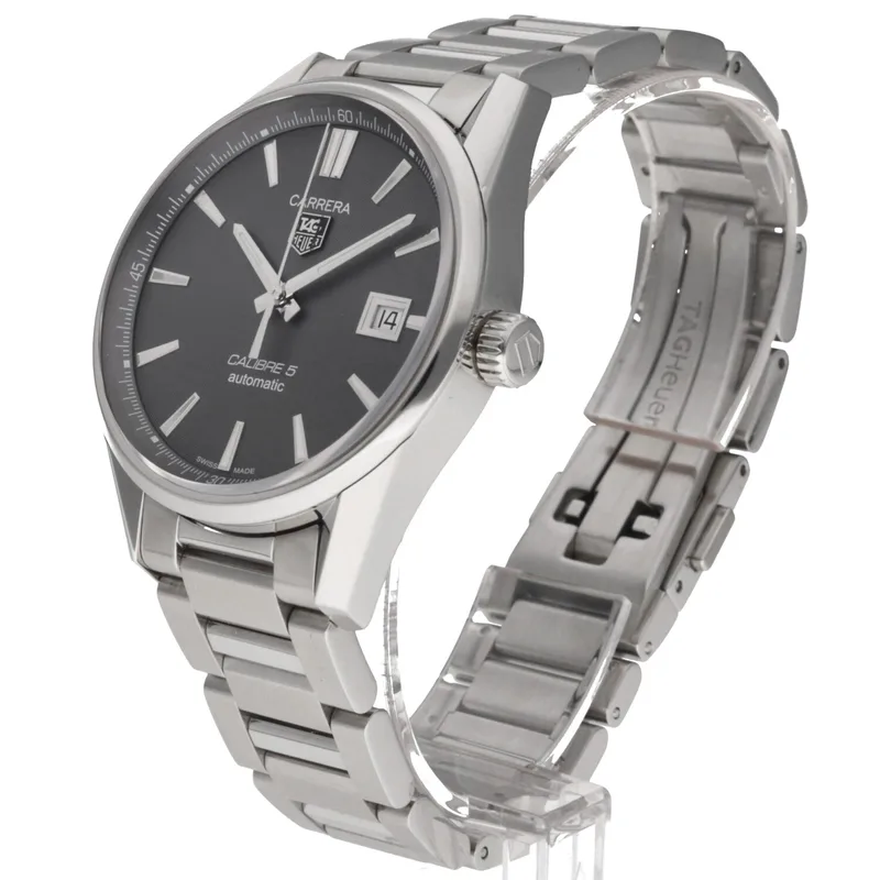 WAR211C.BA0782 שעון טאג הויאר אוטומטי לגברים מסדרת קררה היוקרתית | שעון יד 2 שמור מאד | לוח אפור סאנריי מיוחד | אחריות קופסא וספרים | גב אחורי שקוף | קליבר 5 המוצלח | TAG Heuer WAR211C.BA0782