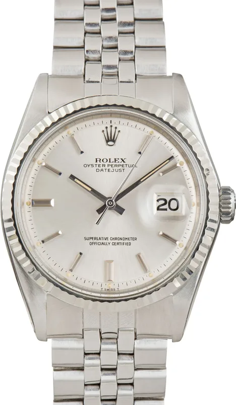 1601 שעון רולקס דיג';אסט 36 מ';';מ יוניסקס יד 2 | שעון בלוח כסוף לאחר טיפול | 6 חודשים אחריות | רצועת ג';ובלי | באזל זהב לבן 18K | Rolex Datejust Vintage Ref.1601 Steel & Gold 36mm