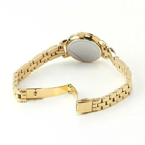 MK3833 שעון מייקל קורס קולקצייה חדשה לנשים | דגם זהב בלוח לבן פנינה רומי | באזל משובץ זקונים | שנתיים אחריות | Michael Kors MK3833 Women';s Sofie Gold Toned Watch