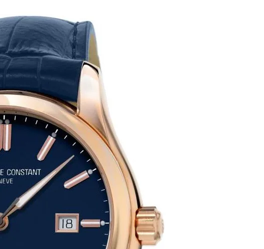 FC-303NN6B4 שעון פרדריק קונסטנט אוטומטי לגברים | רצועת עור כחולה דגם רוז גולד | חלון אחרי שקוף | אינדקס ומחוגים זרחניים | אחריות יבואן רשמי | Frederique Constant Classics Index Automatic FC-303NN6B4