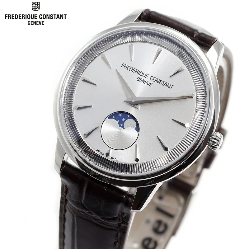 FC-206S3S6 שעון פרדריק קונסטנט מהסדרה החדשה | דגם יוניסקס ברצועת עור | לוח סאנריי עם תצוגת ירח | אחריות יבואן רשמי | Classics Moneta Moonphase FC-206S3S6