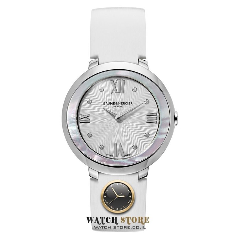 שעון באום & מרסייה לנשים | שעון ספורט אלגנטי משובץ יהלומים בלוח | שנתיים אחריות | דגמים במבצע | Baume & Mercier Promesse collection Women';s Watch, Model Number MOA10177