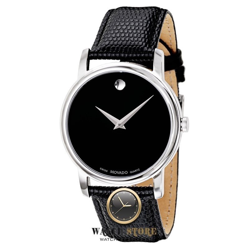 שעון יד מובאדו אלגנטי יד שנייה במצב מעולה | השעון מגיע עם שנה אחריות | רצועת עור שחורה חדשה | מובאדו יד 2 לגברים | Movado Museum 2100002 Wrist Watch for Men