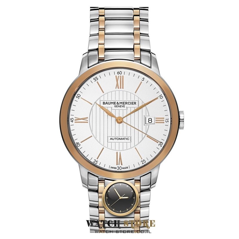 שעון יד באום מרסייה משולב זהב 18 קראט לגברים | מנגנון אוטומטי שווצרי איכותי | שנתיים אחריות | שעוני יוקרה לגברים | חנות שעונים באום מרסייה בישראל | MOA10217 Baume & Mercier Classima Men';s Watch