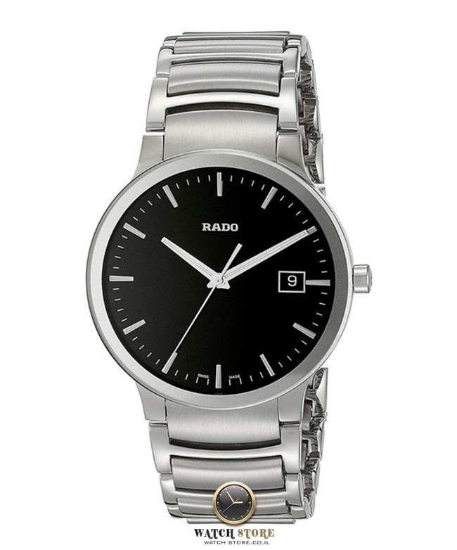 שעון ראדו יד שנייה לגברים | דגם מסדרת סנטריקס לוח שחור מחוגים זוהרים בחשכה | שנה אחריות | Rado Centrix Steel watch Black Dial Steel Strap for Men R30927153
