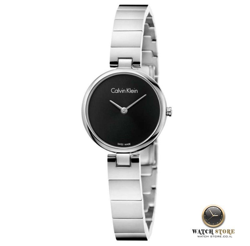 שעון קלווין כסוף לנשים בלוח שחור | קולקציית שעוני צמידים של המותג | Calvin Klein K8G23141 Authentic Quartz Silver Dial Ladies Watch