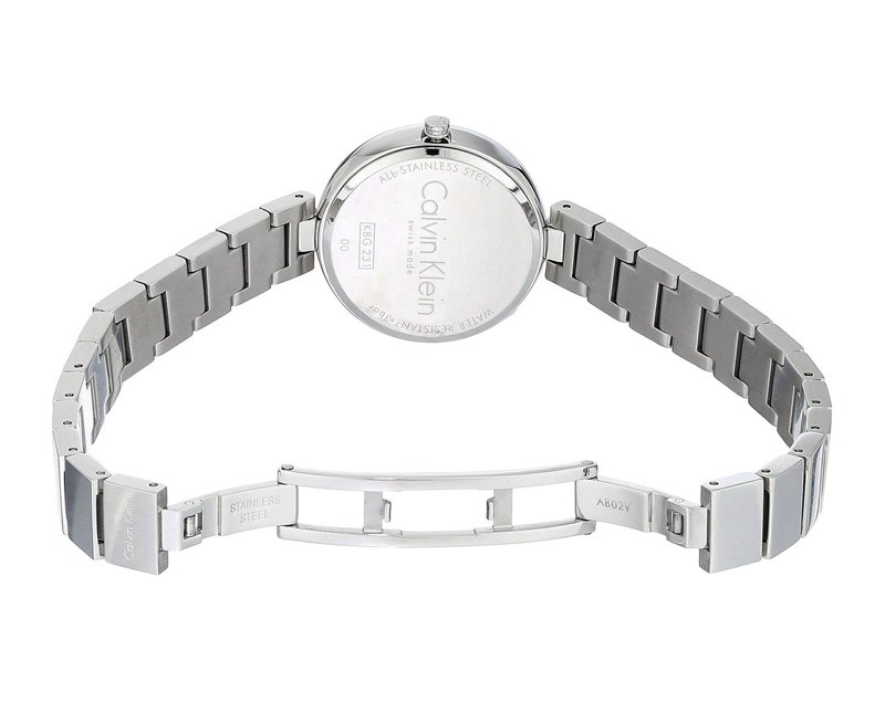 שעון קלווין כסוף לנשים בלוח שחור | קולקציית שעוני צמידים של המותג | Calvin Klein K8G23141 Authentic Quartz Silver Dial Ladies Watch