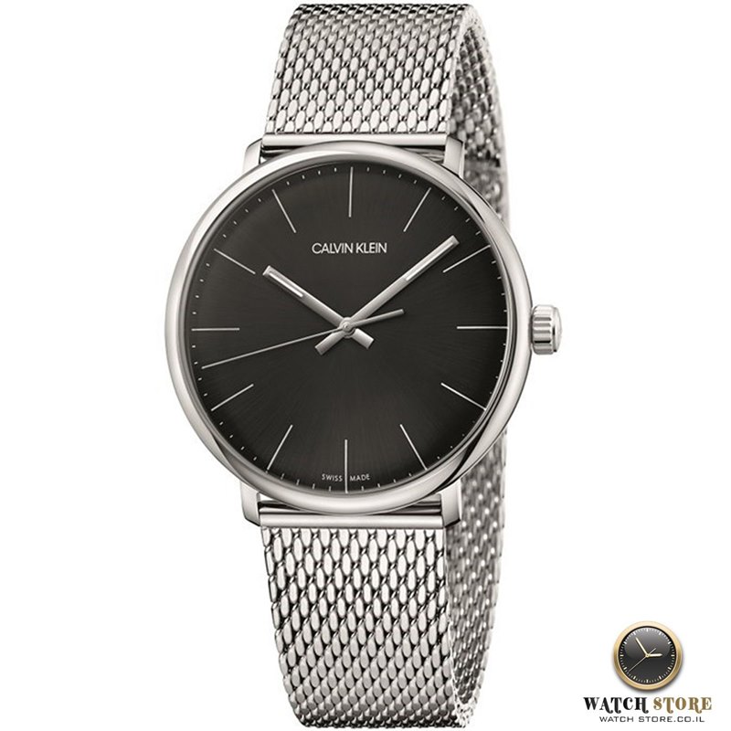 K8M21121 שעון קלווין קליין לגבר | לוח שחור פסים | דגמים חדשים של הסדרה כולל שנתיים אחריות | Calvin Klein High Noon K8M21121