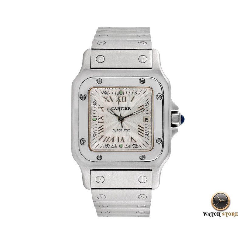 2319 קרטייה סנטוס יד 2 אוטומטי דגם יוניסקס כסוף לוח אותיות רומיות | דגם מהדורה מיוחדת | שנה אחריות |galbee Cartier Santos AUTOMATIC 2319 Galbee 20th Anniversary Steel