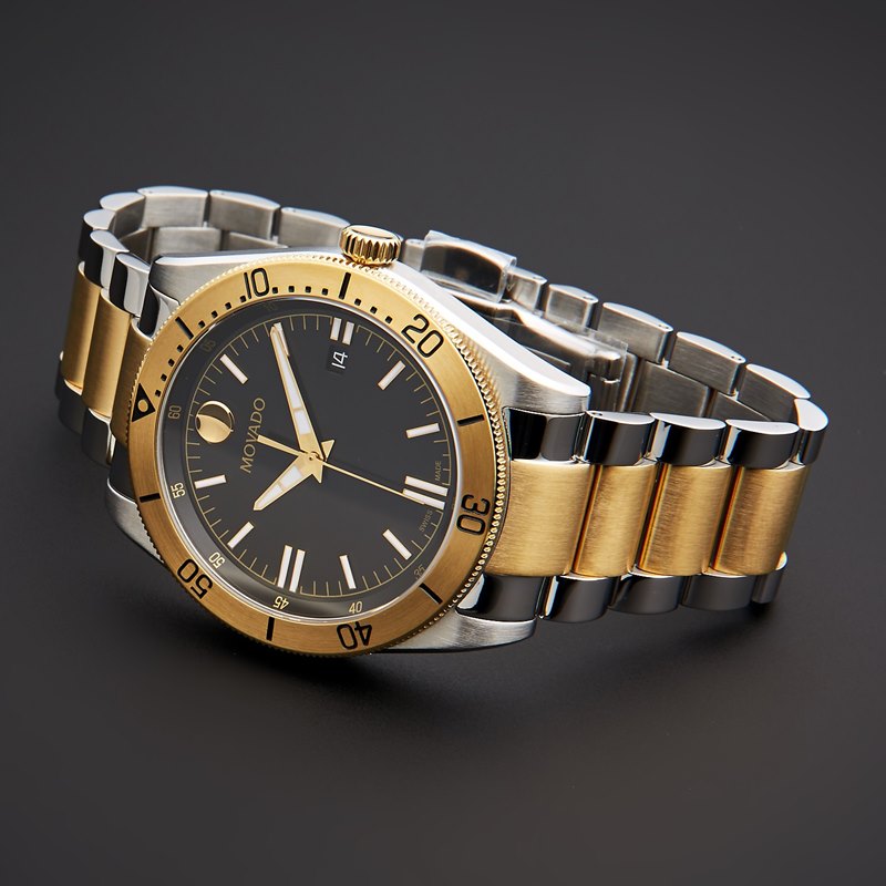 0607437 שעון מובאדו לגבר | דגם חדש של מותג היוקרה | רצועת השעון משולבת זהב וכסף |Movado 0607437 Mens Movado Sport Two tone Quartz