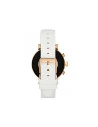 MKT5067 שעון חכם מייקל קורס | שעון אופנתי בבאזל זהב משובץ | שעון ברצועת סילקון לבנה | שעונים חכמים במבצע | מלאי מוגבל | שנתיים אחריות | Access Gen 4 Sofie Rose Gold-tone and Embossed Silicone Smartwa