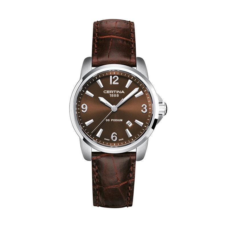 C001.210.16.297.00 שעון סרטינה מסדרת פודיום לאישה | שעון קלאסי אלגנטי ברצועת עור חומה ולוח חום | 5 שנים אחריות יבואן רישמי בישראל | מלאי מוגבל |Certina DS Podium C001.210.16.297.00 Watch
