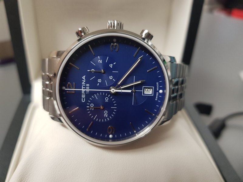 C035.417.11.047.00 שעון סרטינה מסדרת קיימנו החדשה קולקציית שעוני יד לגברים | דגם כרונוגרף בלוח כחול מיוחד | 5 שנים אחריות יבואן רישמי בישראל | Certina DS Caimano Chronograph C035.417.11.047.00 from