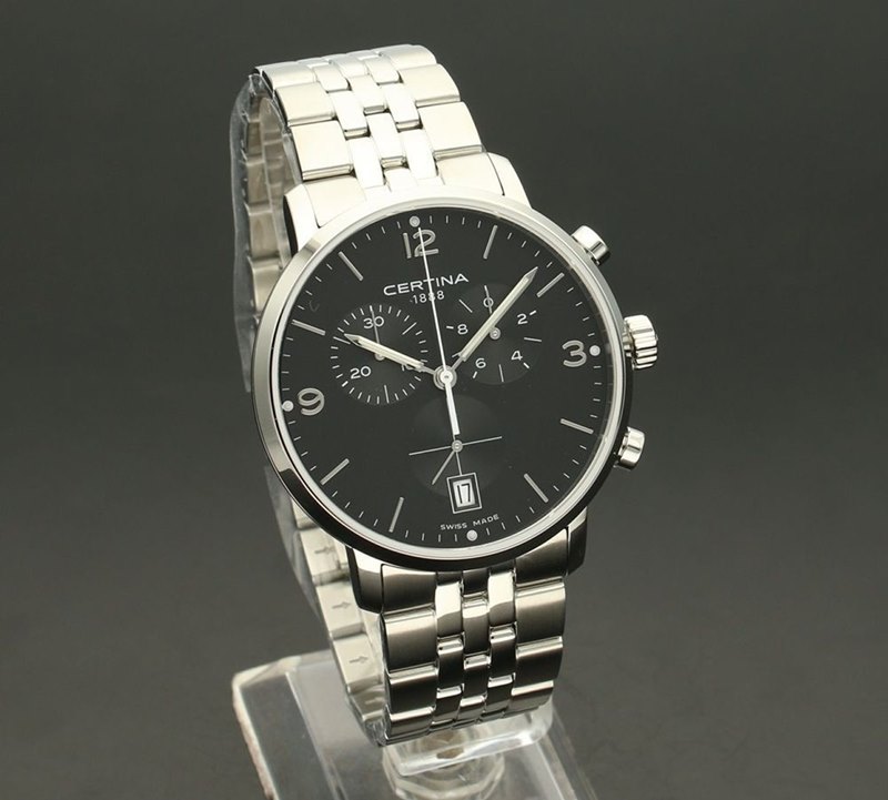 C035.417.11.057.00 שעון סרטינה דגמים חדשים | שעון כרונוגרף ספורטיבי אלגנטי בלוח שחור מרשים דגמי במבצעי השקה |Certina C035.417.11.057.00 DS Caimano Chronograph Wristwatch