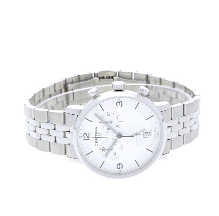 C035.417.11.037.00 שעון סרטינה די אס קיימנו החדש | לוח לבן דגם כרונוגרף | 5 שנות אחריות | שעוני יוקרה לגברים במבצע | Certina DS Caimano Chronograph C035.417.11.037.00 from Certina