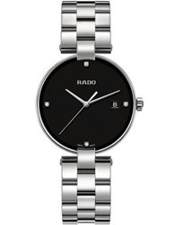 שעון יד שנייה של ראדו במצב מצויין | לוח שחור משובץ 4 יהלומים | שנה אחריות | Rado Coupole L Women's Quartz Watch R22852703 | שעונים יד שנייה למכירה של ראדו