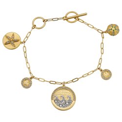 5524188 צמיד סברובסקי לנשים דגם זהב משובץ | SWAROVSKI 5524188 SHINE Coins Bracelet Light Multi-colored Gold Tone Plated