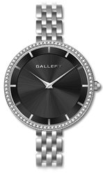 17716-2 שעון גלרי כסוף לאישה בבאזל משובץ זרקונים | זכוכית ספיר קריסטל כולל שנתיים אחריות יבואן רישמי | gallery stainless steel ladies watch 17716-2