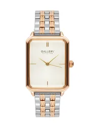17847-28 שעון גלארי כסוף משולב רוז גולד בלוח בהיר | שעוני אופנה מיוחדים | שנתיים אחריות יבואן רישמי | gallery stainless steel ladies watch 17847-28