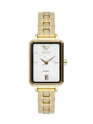 17818-12 שעון גלארי מיני זהב מלבני לנשים | שעון אופנתי בלוח שיש לבן מיוחד | שעונים עם אחריות יבואן רישמי | gallery stainless steel ladies watch 17818-12