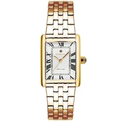 G173103 שעון גאנט יבואן רשמי לאישה | דגם זהב מלבני בלוח רומי לבן | רצועת פלדת אל חלד עם מנגנון יפני | שנתיים אחריות | Gant Rhode Island Heritage G173103