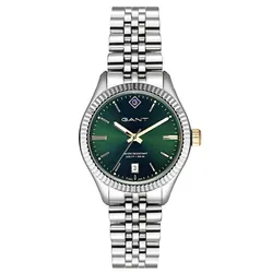 G136005 שעון גנט לנשים יבואן רישמי | שעון כסוף בלוח ירוק אופנתי כולל שנתיים אחריות | Ladies Watch GANT Sussex Stainless Steel Bracelet G136005