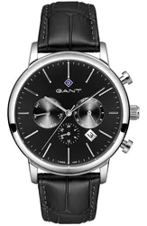 G132006 שעון כרונוגרף אלגנטי לגברים של גאנט | דגם ברצועת עור שחורה | שנתיים אחריות יבואן רשמי | GANT Cleveland Black Leather Multifunction G132006