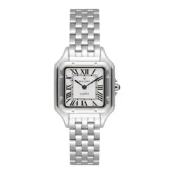 17888-1 שעון כסוף של גלרי לנשים | דגם חדש בלוח לבן רומי מלבני | כולל שנתיים אחריות יבואן רשמי | gallery stainless steel ladies watch 17888-1