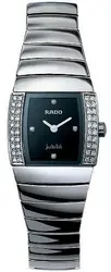 153.0578.3.071 שעון ראדו סינטרה לנשים יד 2 | דגם מיני משובץ 44 יהלומים | קרמיקה כסופה בלוח שחור | שנה אחריות כולל קופסא וכרטיסים | Pre-Owned Rado Sintra 153.0578.3.071 available to buy