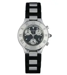 2424 שעון קרטייה מאסט 21 כרונוסקאף לגברים | דגם כרונוגרף ברצועת ספורט | לוח ממותג כולל חצי שנה אחריות | Cartier Must 21 Chronoscaph 2424 Chronograph 38mm