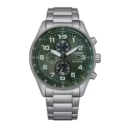 CA0770-56X שעון סיטיזן אקו דרייב סולארי לגברים | דגם חדש ומיוחג בלוח ירוק זרחני עם מספרים | שנתיים אחריות Citizen Eco Drive Chronograph 43mm Mens Watch Green CA0770-56X