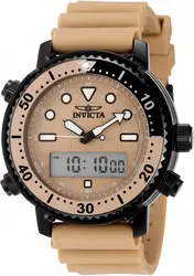 49448 שעון דיגיטלי אנלוגי לגברים של אינווקטה | דגם מושחר בלוח ורצועה בצבע חום | שעון ספורטיבי כולל תאורה שעון מעורר ועוד |Invicta Men's Pro Diver 46mm Digital Chronograph Watch 49448