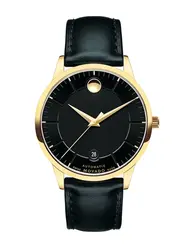 0606875 שעון יד מובאדו יבואן רשמי לגברים | דגם זהב אוטומטי ברצועת עור | לוח שחור מיוחד עם חלון אחרי שקוף | מלאי מוגבל | Automatic Black Dial Black Leather Men's Watch 0606875 by Movado
