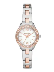 MK4559 שעון מייקל קורס לאישה יבואן רשמי | דגם חדש משולב זהב רוז | מובץ זרקונים | לוח לבן פנינה פסים | שנתיים אחריות פלאנט טיים | Michael Kors Ladies Watch Liliane MK4559