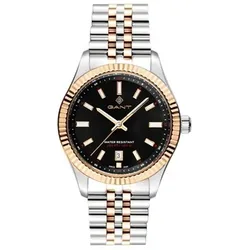 G171010 שעון גאנט יבואן רשמי | דגם לנשים בלוח שחור משולב זהב ברצועה | לוח ומחוגים זרחני | 36 מ''מ | 100 מטר מים | שנתיים אחריות |